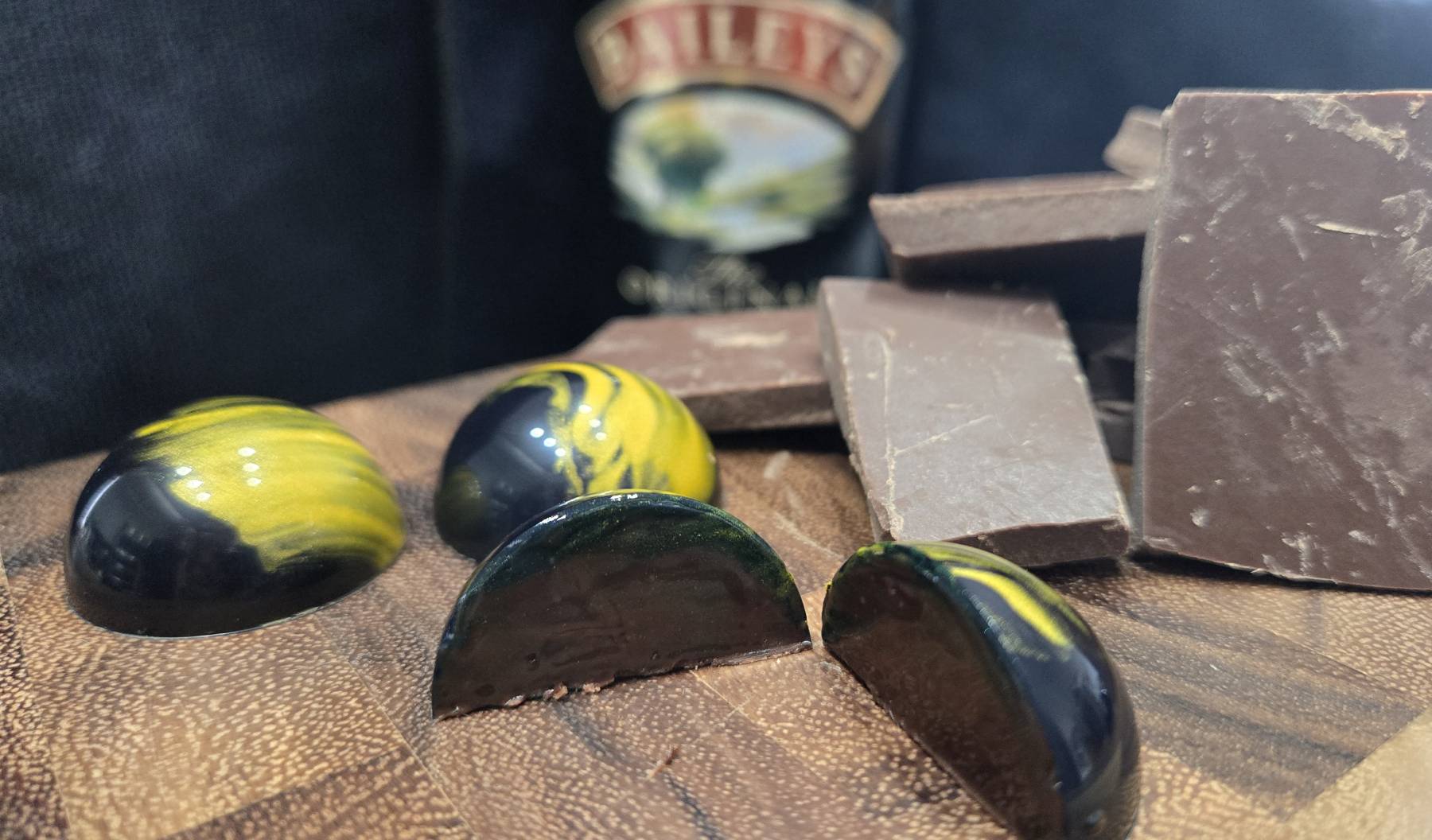 The Irish Bolb made of Oat My Gawd milk chocolate, Bailey's Irish Cream, and a bit of fun.